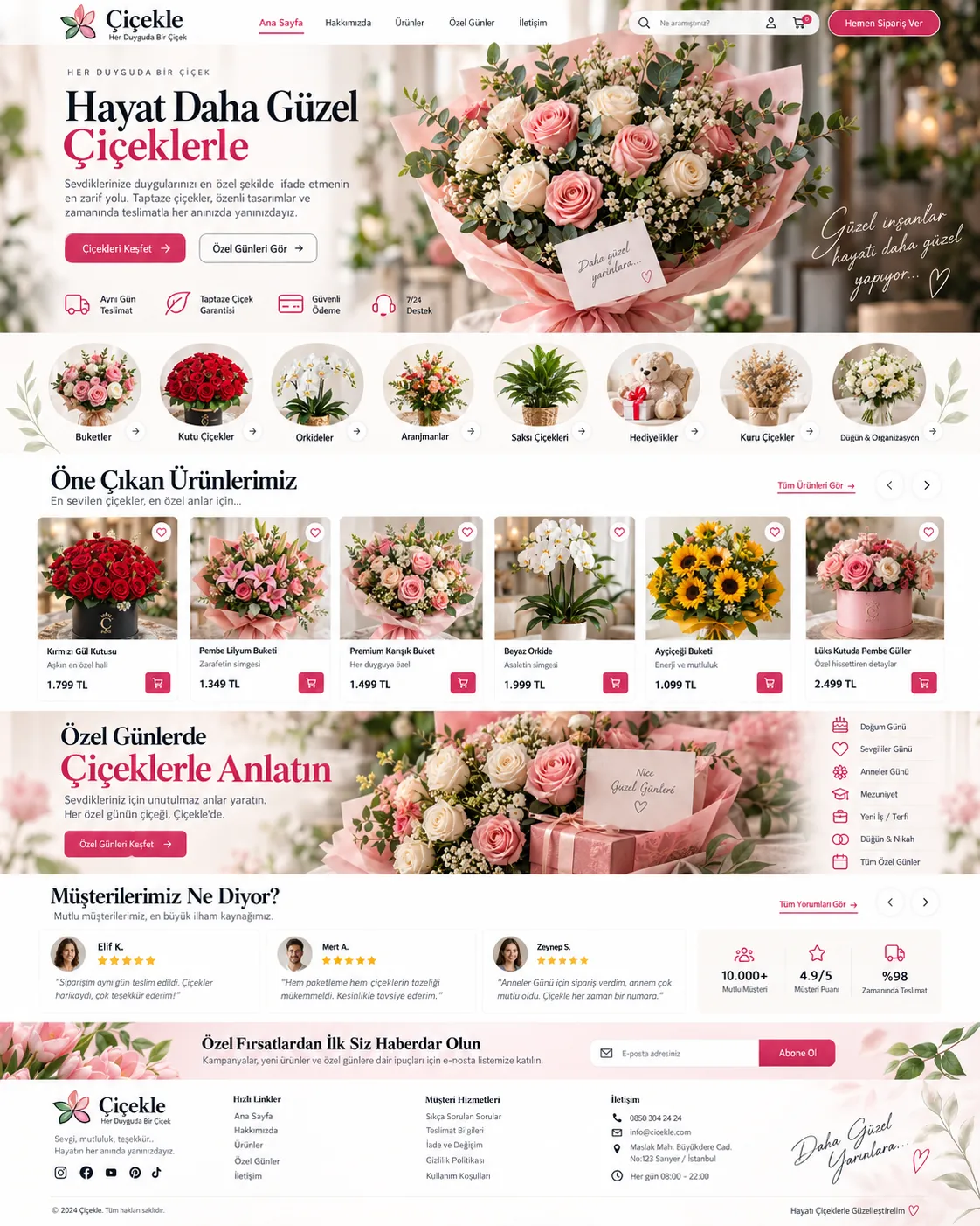 Çiçekçi Web Sitesi - ekran 1