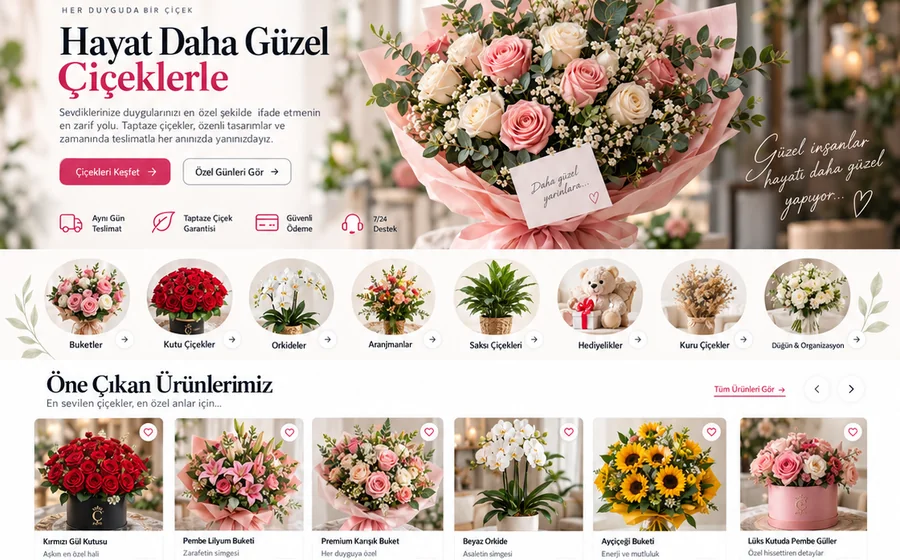 Çiçekçi Web Sitesi arayüz tasarımı