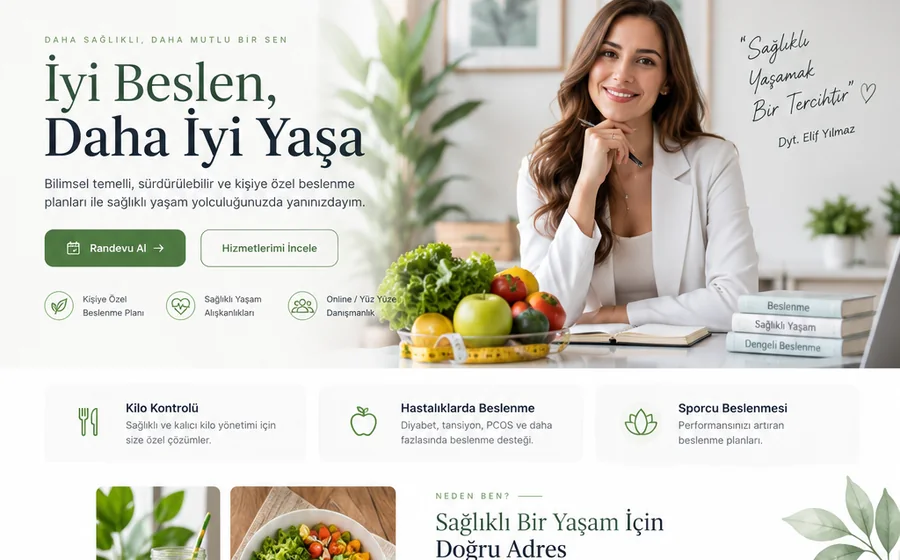 Diyetisyen Web Sitesi arayüz tasarımı