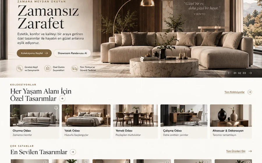 Mobilya Web Sitesi arayüz tasarımı