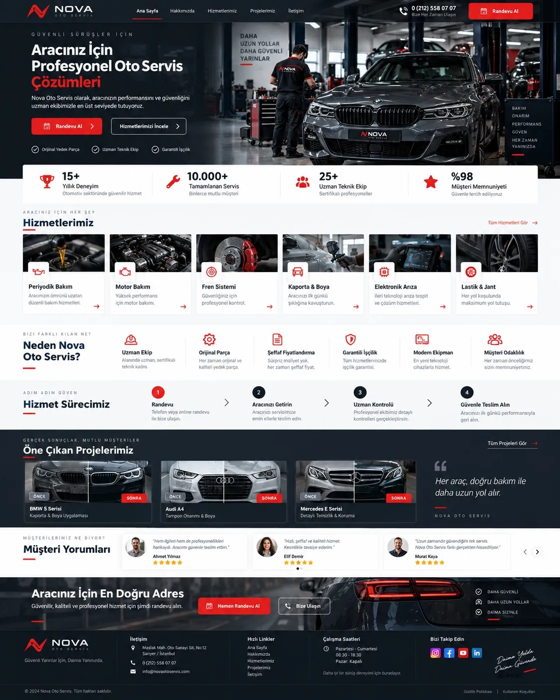 Oto Servis Web Sitesi - ekran 1